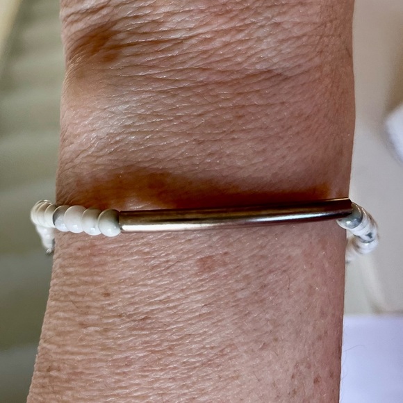 Gemstone silver tone bar bracelet size 7 jewelry - Picture 7 of 16